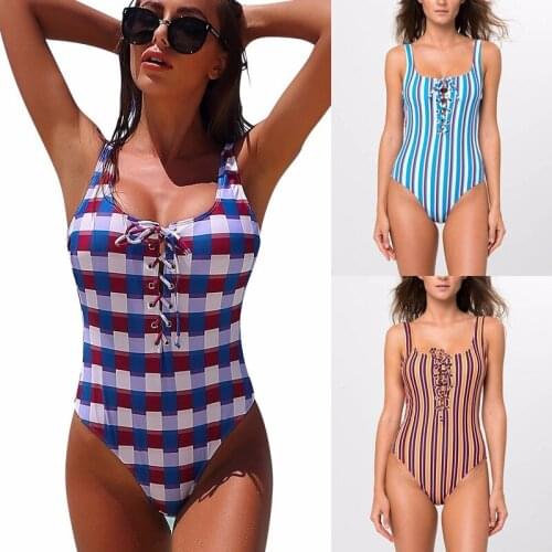 Fashion Summer Swimwear Women One Piece Swimsuit Bathing Suit Swimming Suit for Women Plus Size Badpak Sexy Bikini Striped