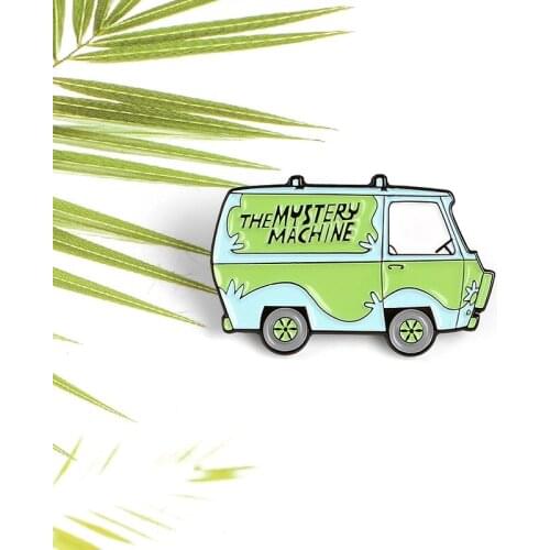 Cartoon Trend Green Mysterious Travel Bus Creative Brooch Fashion Personality Design Electric Environmental Protection Bus Badge