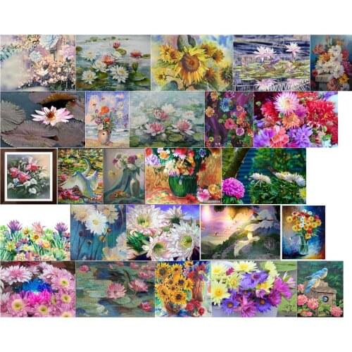 Flowers 5 14CT 18CT DIY Cross Stitch Embroidery Kits Craft Needlework Set 11CT Printed Canvas Cotton Thread Scenery