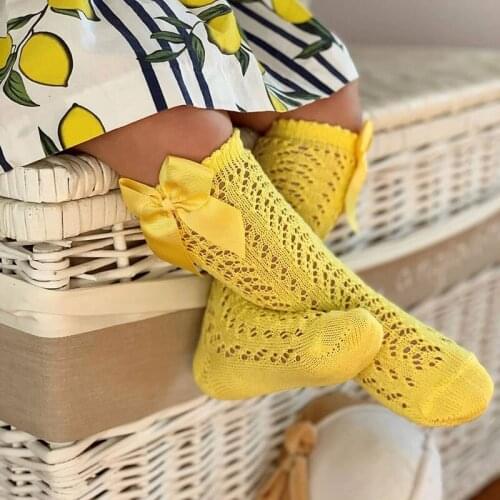 Baby Toddlers Girls Socks Solid Breathable Mesh Cotton Socks Newborn Medium Tube 3/4 Knee High Spanish Style Socks for Girls