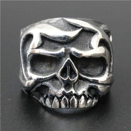 Newest Style Heavy Skull Ring Biker Ring Top Quality 316L Stainless Steel Cool Mens Ring