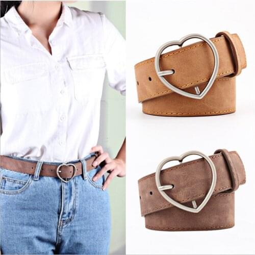 2018 New Frosted leather Waistband Belts For Women Heart Shape Pin Buckle Designer Belts Women High Quality PU Female Girdle