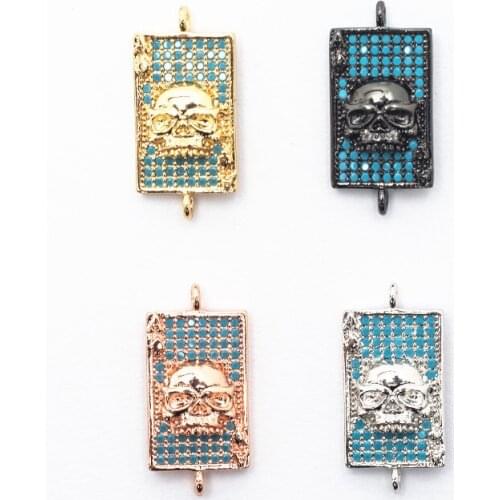 NEW Skul DIY jewelry charm rectangular bee pendant necklace connector accessorie miniature precision inlay zircon bracelet gift