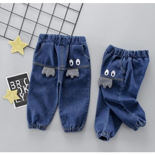 NEW Kids Cartoon Trousers Pant Fashion Girls Jeans Children Boys Hole Jeans Kids Fashion Denim Pants Baby Jean Infant Clothing