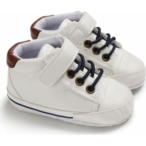 Toddler Baby Boys Shoes Newborn Kids Soft Sole First Walkers Infant Non-Slip Crib Shoes Prewalker PU Sneakers 0-18M