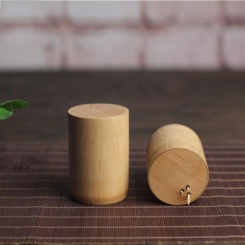 Organic Bamboo Toothpick Canister Retro Dentiscalprum Caddy Snack Fruit Pick Box Restaurant Decoration Accessory Tableware