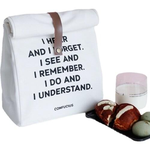 Simple Nordic Style Lunch Bags Cooler Insulated Tote Portable Thermal Food Picnic Handbag for Women Kids Home Storage