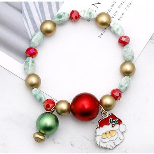 Christmas Xmas Gift Multicolor Decorative Santa Claus Snowman Bracelet Jewelry Christmas Bracelet Jewelry Charms Xmas decoration