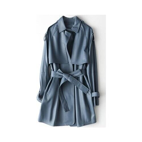 Top brand New Fashion 2020 Genuine Sheep Leather Trench H44 high quality