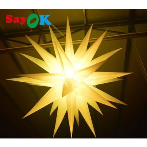 LED Inflatable Star Decorations for Holidays, Event, Parties with Led RGB Light, Remote Controller and Blower (1.5m, 31 spike)