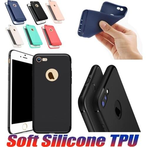 100PCS/Lot Slim Silicone Case For iPhone X 8 7 6 6s Plus 5s Cover Soft TPU Matte Phone Case Cover Shell with Dust Cap Free DHL
