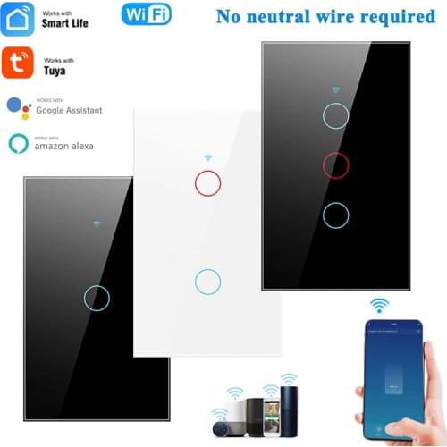 1/2/3 gang TUYA WiFi Smart Touch Switch Home Light Wall Button 120*72mm for Alexa and Google Home Assistant US Standard