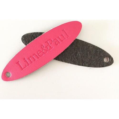 High Quality Cheaper Custom Clothing Embossed Pink Jeans Leather Patch For Garment