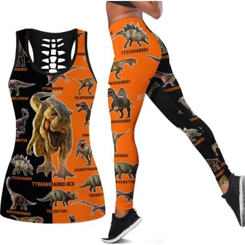 New fashion women Leggings dinosaur camouflage 3D Printed Legging & Tank top Sexy Elastic Female Skinny Yoga pants
