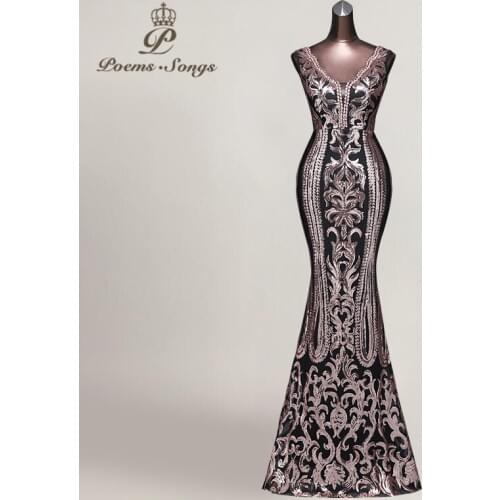 Hot sale Evening Dress vestido de festa Sexy Backless Luxury elegant Sequin formal party dress prom gowns New vestido de mujer