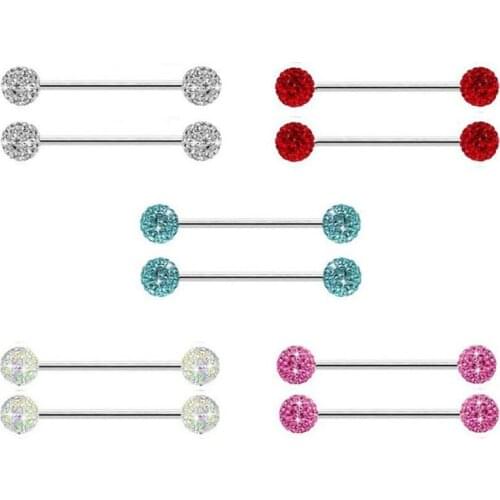 1Pcs Stainless Steel Industrial Barbell Tongue Piercing Crystal Ball Nose Ear Stud Nipple Lip Piercing multicolour Body Jewelry