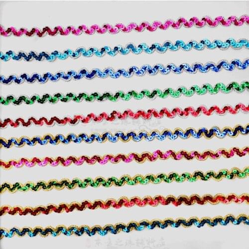 12Meters Sequins Braided Wavy Lace Trim Lace Ribbon Accessory Decoration Handmade Material 1cm LC0250