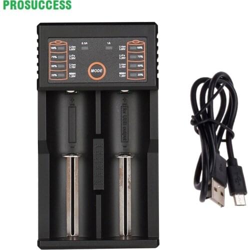 2 Slots 1.2V AA AAA Ni MH 18650/26650/18350/16340/18500 3.2V LiFePO4 3.7V lithium Battery Charger With 18650 Li-ion Powered Box