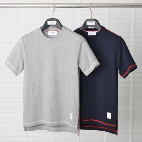 2021 Fashion Brand TB THOM T-Shirt Men Women Short sleeve Casual Clothing topa Solid Summer Couple O-neck 100% Cotton tees