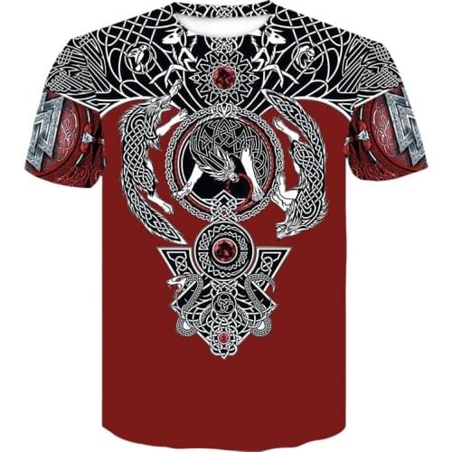 2021new Viking symbol - odin Tattoo mens tshirt 3D Printed harajuku Funny Short sleeve fashion Casual T-shirt cool O-neck shirt