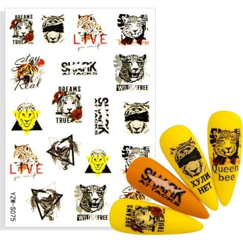 3D Nail Art Sticker Water Decal Slider Leopard Cat Giraffe Rabbit Panda Ocean Animals Insect Self-adhesive Nail Art Decoration