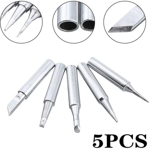 5Pcs/Set Soldering Tips Iron Welding Station 900M-T-0.8D/1.2D/1.6D/2.4D/3.2D Lead-Free Soldering Iron Head Bit For Welding