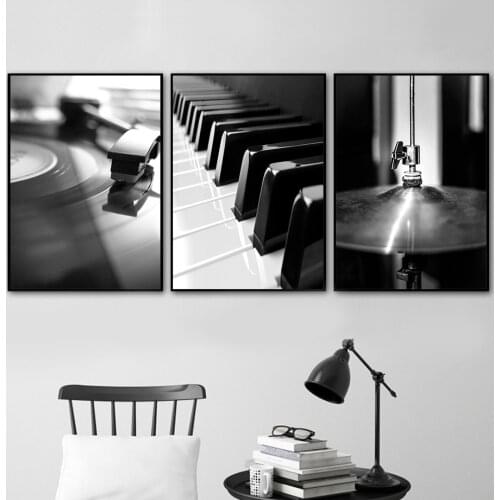 Guitar Piano Drum Camera Record Wall Art Canvas Painting Nordic Posters And Prints Wall Pictures For Living Room Vintage Decor