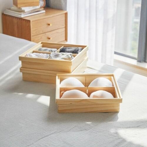 Wooden Underwear Underwear Storage Box Household Drawer Mounted Socks Bra in the Bedroom Closet Separated Organiser
