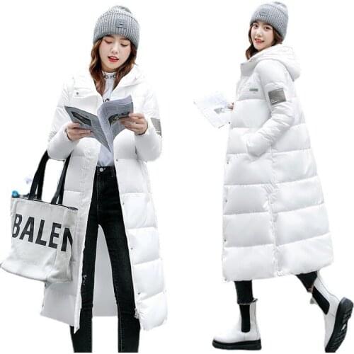 Long Down Cotton Jacket Women Parker 2021New Winter Coat Casual Plus Size Warm Cotton Padded Jacket Femmino Hood Outerwear Coats