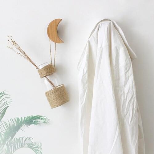 Wall Hook Creative Decorative Moon Star Wood Coat Hook Hat Hook for Hallway
