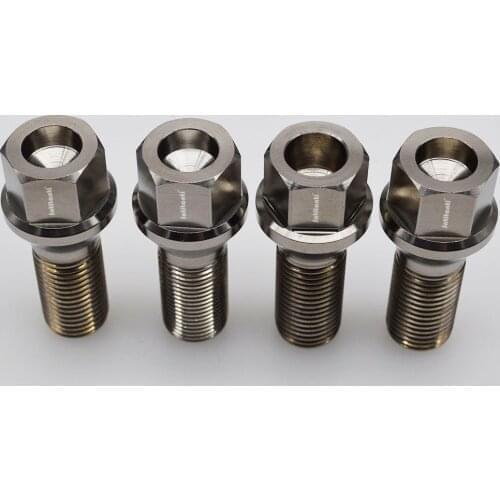 Silver color 60 degree cone seat Gr.5 titanium alloy lug bolts M14*1.25（10pcs 30mm length,10pcs 40mm ength