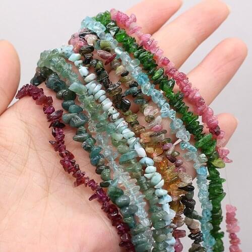 Stone Beads Natural Tourmaline Garnet Agate Freeform Chip Stone Beads for DIY Necklace Bracelet Jewelry Making Length 40 Cm
