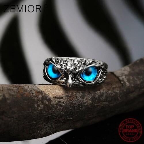 Adorable Pet Owl Ring For Women Blue Big Eyes Cute Animal Snake Frog Men Jewelry Adjustable Nature Fashion Series Ring Lady Gift