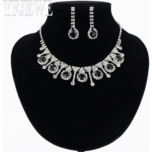 Fashion Luxury Simulated-pearl Jewelry Sets Geometric Inlay AAA Zirconia Necklace+earrings for Wedding Accessory N161 YFJEWE