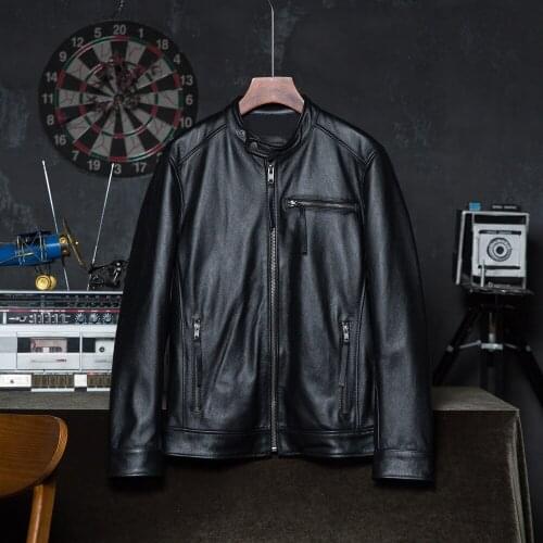 Genuine Leather Jacket Men Leather Coat 100% Cowhide Leather Jackets Man Skin Clothing Asian Size S-6XL Wholesale Drop Shipping