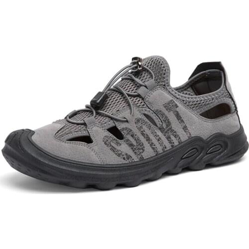 Sandals Hole Aqua Shoes for Man Hollow Out Mesh Breathable Outdoor Sport Walking Upstream Beach Shoes Mens Water Shoes