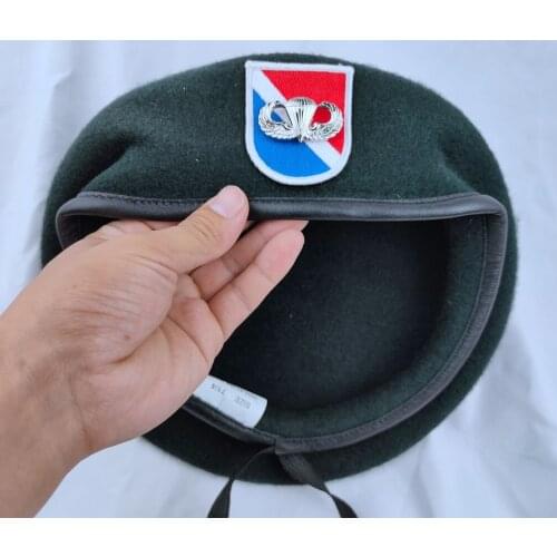 New Us Army 11th Special Forces Group Wool Green Beret &AIRBORNE PARATROOPER PARACHUTIST JUMP WINGS BADGE Military Hat