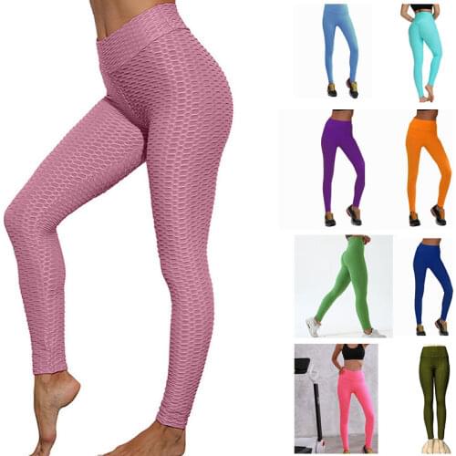 Latest Female High Waist Yoga Pants Tummy Control Honeycomb Style Leggings Push Up For Women Fitness Tight Sport Pants