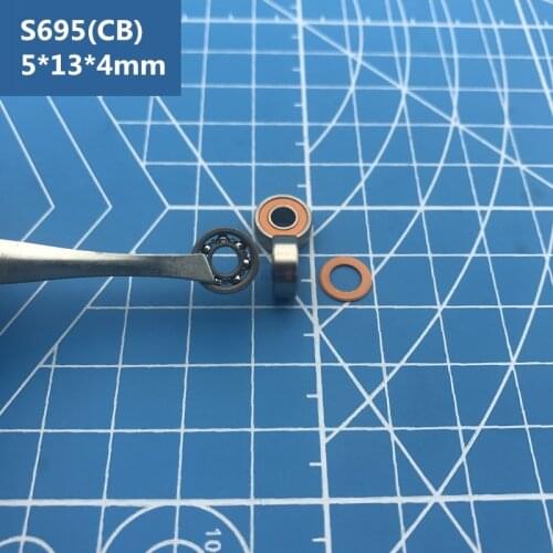Free shipping 2pcs ABEC-7 S695-2RS (5*13*4mm) Orange sealed Hybrid Ceramic Stainless Steel Fishing Reel bearings S695RS S695 2RS