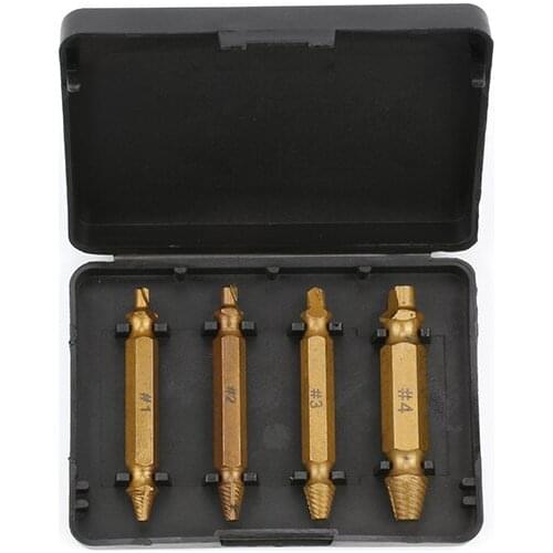 Damaged Screw 4pcs S2 Titanium plating Remover Double-end Stripped Screws Extractor Set Bolt Extractor woodworking tools