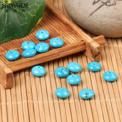 ShinyGem 2020 Natural Stone Beads 5*8mm Abacus Rondelle Genuine Blue Turquoises Loose Wholesale For DIY Jewelry Making 20pcs/Lot