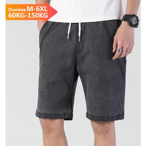 Summer Denim Shorts Mens Big Size 4XL 5XL 6xl Short Half Pant Knee Length Large Loose Bermuda Blue Jeans Short Male Oversize