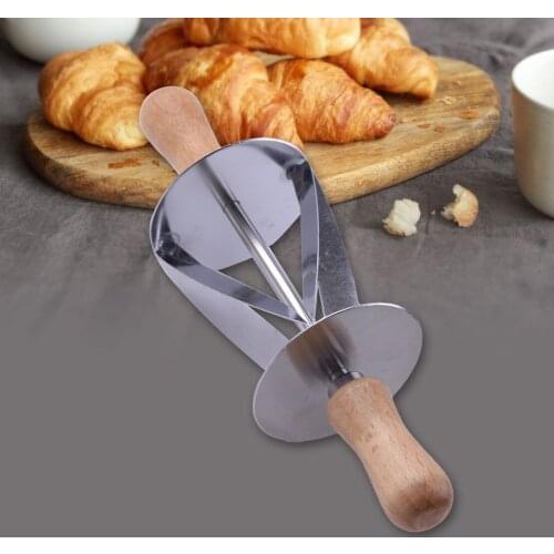 LETAOSK 304 Stainless Steel 6x19.7cm Croissant Rolling Pin Pastry Dough Roller Cutter Bread Slicer Baking DIY Tool