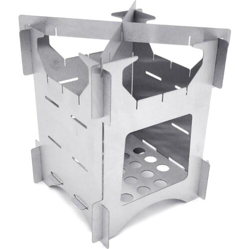 R2JC Wood Burning Camp Folding Stainless Steel Grills Small Portable Backpacking Stoves for Hiking Camping Survival Barbecues