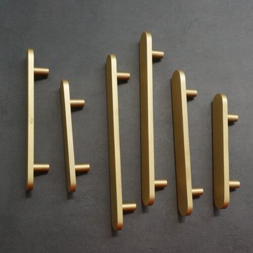 Light Luxury Solid Door Handle Minimalist Round Corner Wardrobe Cabinet Door Drawer Knob Handles Furniture Pure Copper Pulls