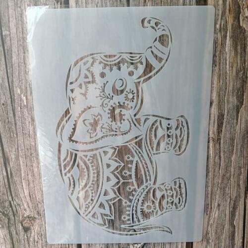 A4 Size DIY Craft Elephant Stencil for Painting on Wood,Fabric,Walls Art Scrapbooking Stamping Album Embossing Paper Cards