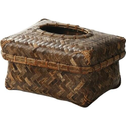 Handmade High-End Tissue Box Chinese Bamboo Storage Rattan Dispenser Napkin car tissue holder