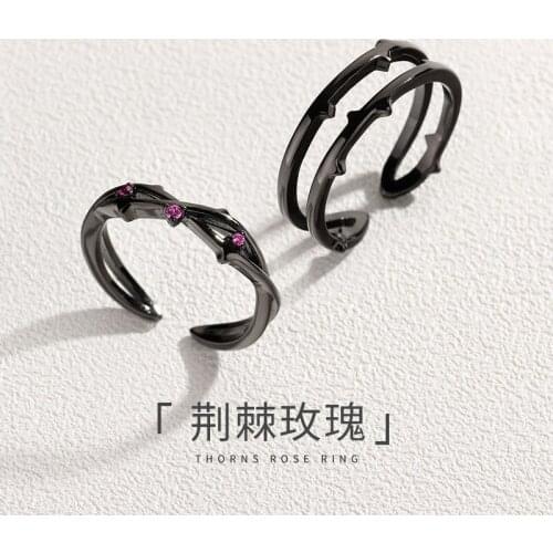925 Sterling Silver Bramble Rose Love Ring Lovers' Ring Couple Ring Boyfriend Girlfriend Gift