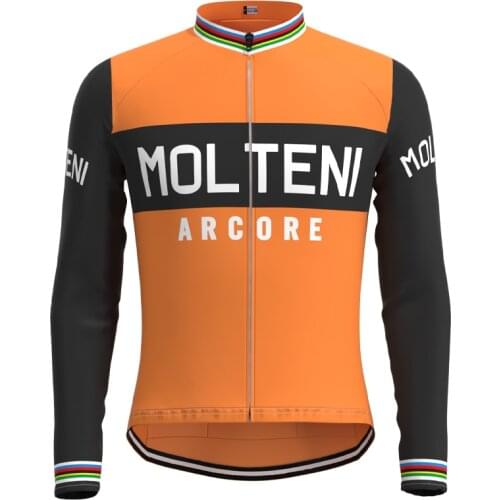 1987 competition MOLTENI Team Man Retro Cycling Jersey Long Sleeves Clothing Triathlon Bike Jersey maillot ciclismo hombre