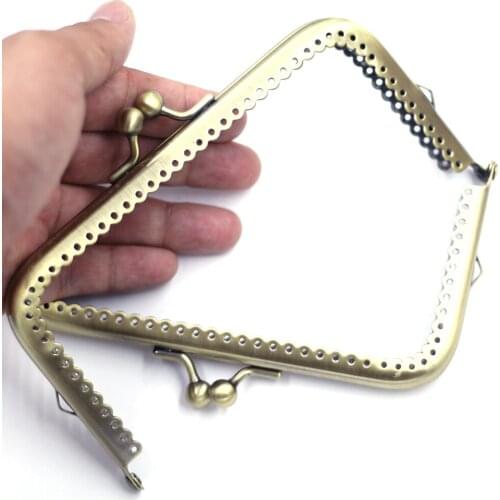 20PCS 15cm Square Metal Purse Frames Kiss Clasps Clutch Clips Buckles Handbag Handles DIY Luggage Hardware Parts Bronze Tone